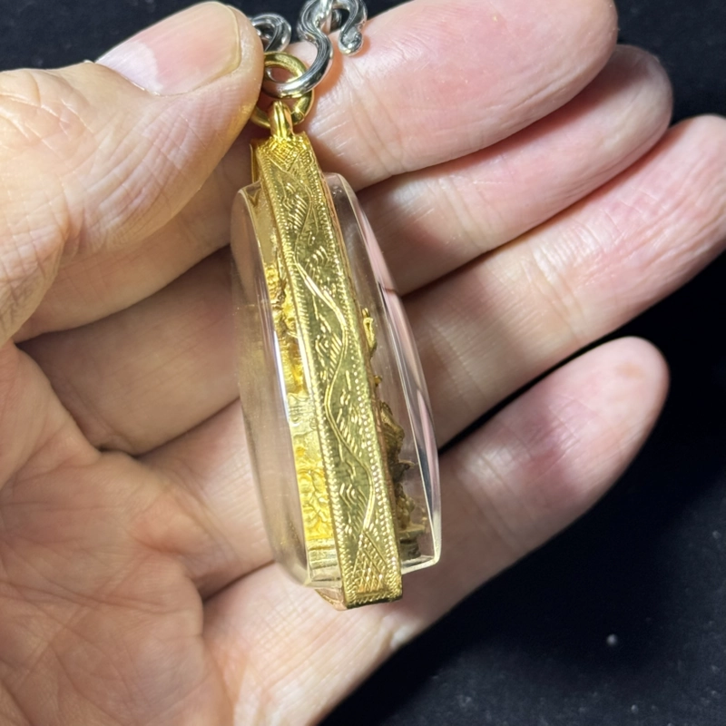 Luang Pho Charan Phra Phrom BE 2556 Gold-Plated Amulet with R01790 Certificate 3
