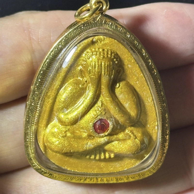 Luang Phor Pern 2535 Phra Pidta Powder Amulet with Gem and Certificate 7
