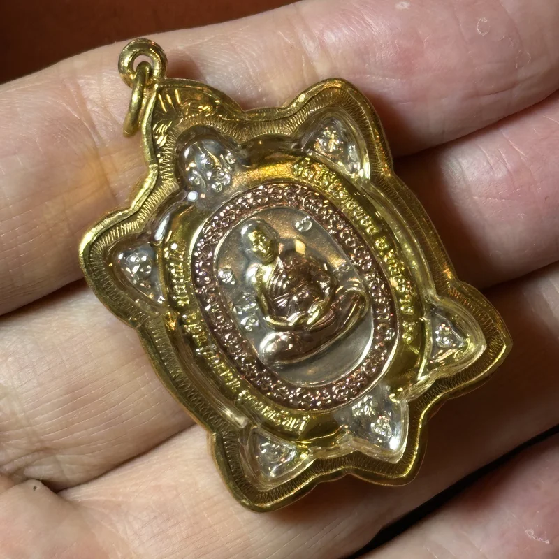 Luang Pu Liew · Phaya Tao Wealth Turtle · Gold-Plated · Wat Rai Taeng Thong B.E. 2560 9